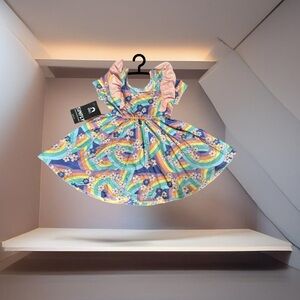 Rags to Raches, Nordstrom, 2T, Pastel, floral and rainbow ruffle swing dress!